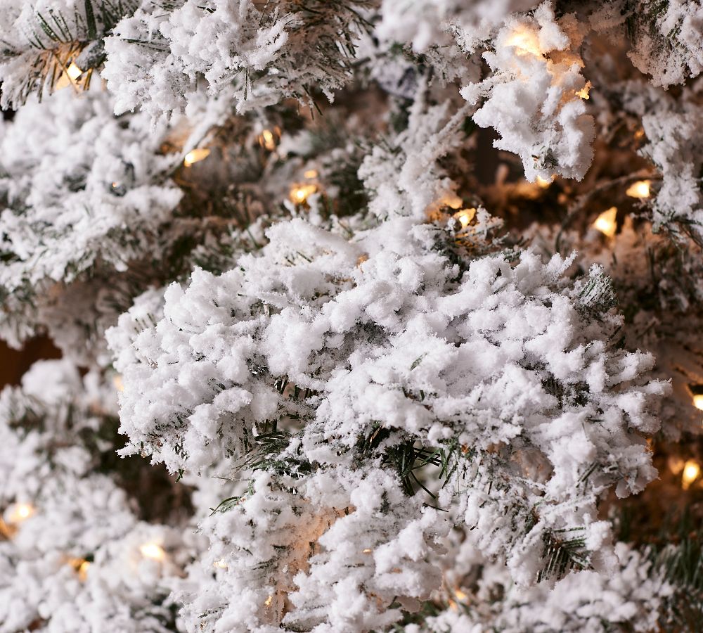 Lit Flocked Layered Spruce Faux Christmas Trees