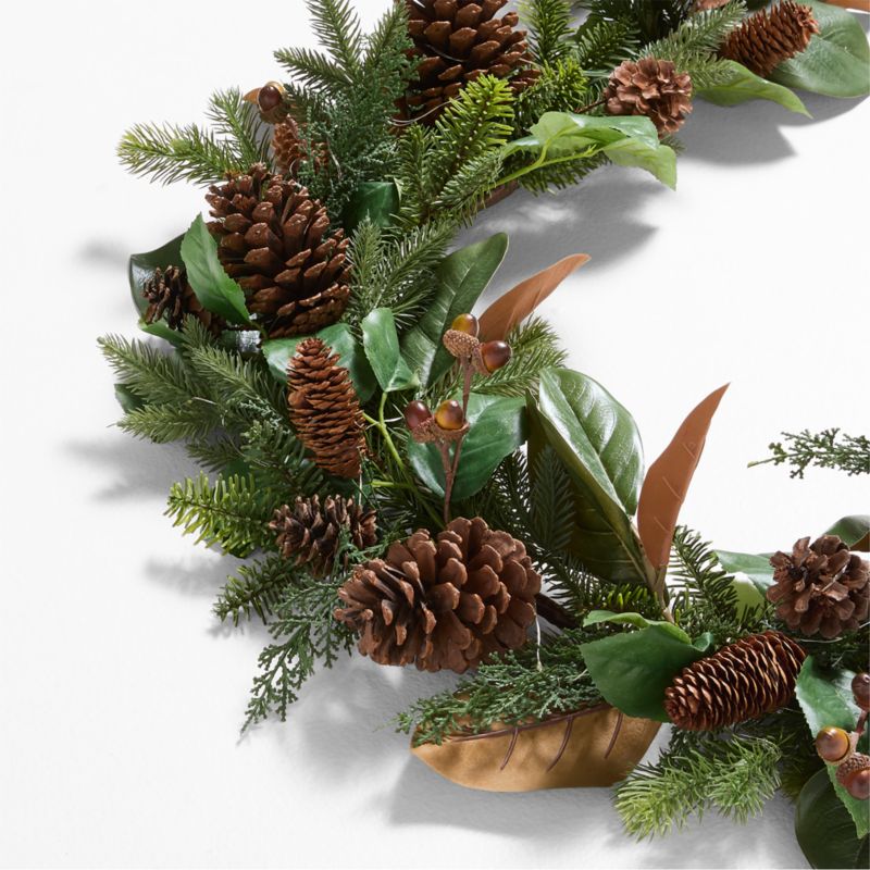 Faux Magnolia and Pinecone Pre-Lit Holiday Garland 6'