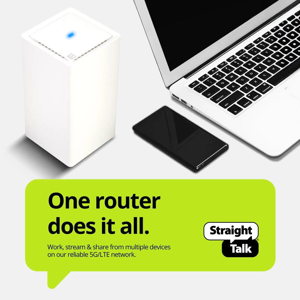 Straight Talk Home Internet Router, 5G-LTE, White �C Home Internet Prepaid