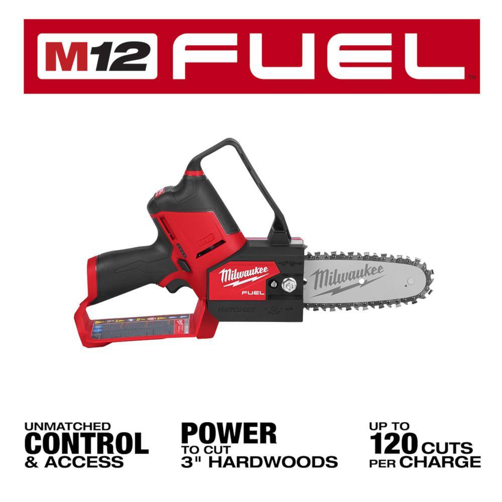 2527-20-2533-21 M12 FUEL 6 in. 12V Lithium-Ion Brushless Electric Cordless Pruning Saw HATCHET w/M12 8 in. Hedge Trimmer Kit