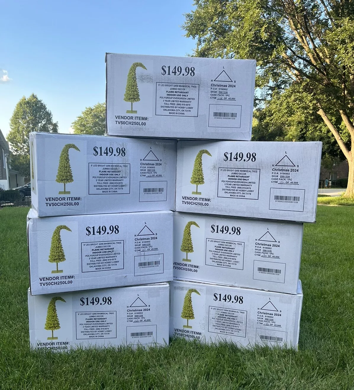 Hobby Lobby Whimsical Green Pre-Lit Grinch Christmas Tree Seasonal Decor 5 Ft