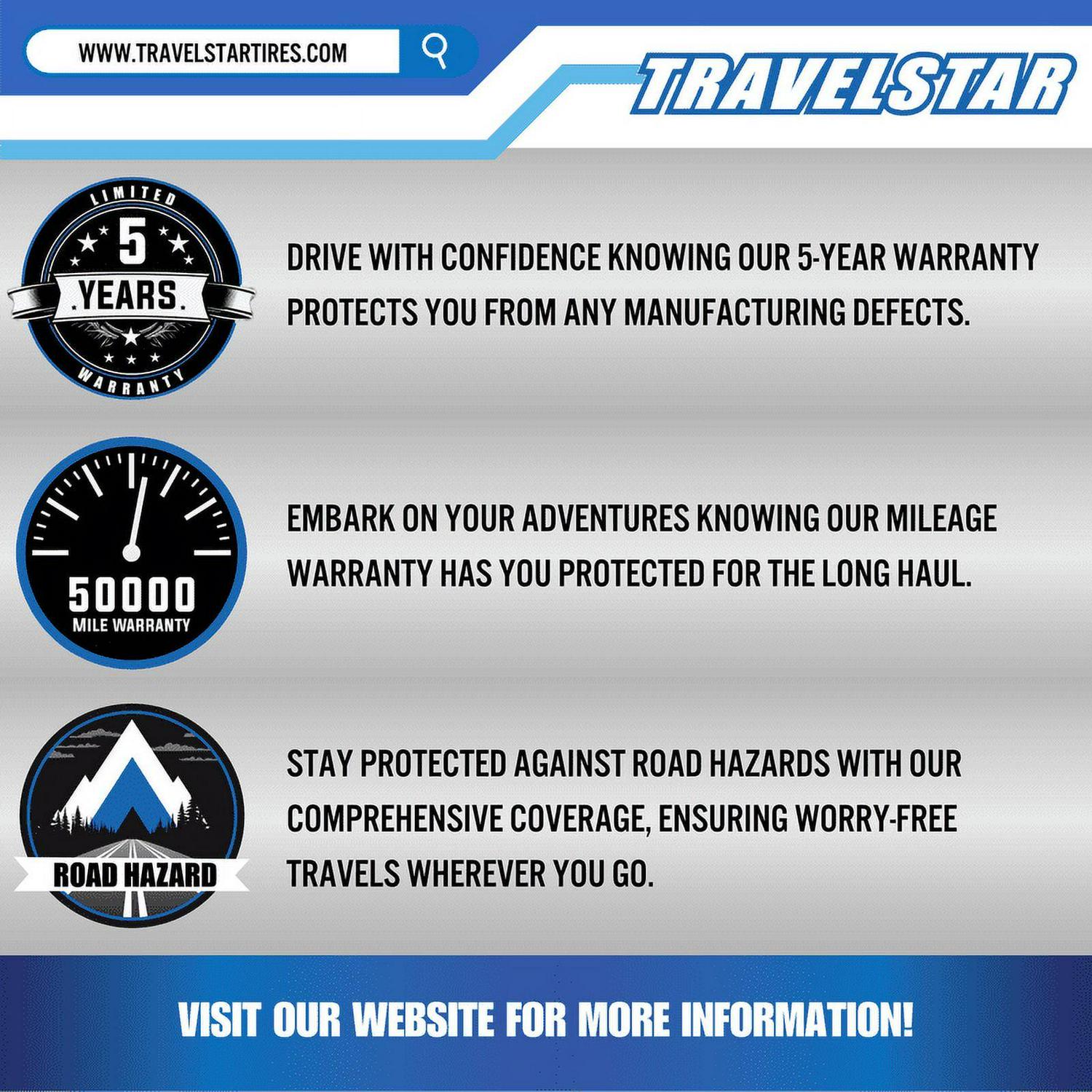 Travelstar UN106 All Season 195/75R14 92S Passenger Tire 195/75/14,White Wall 18mm
