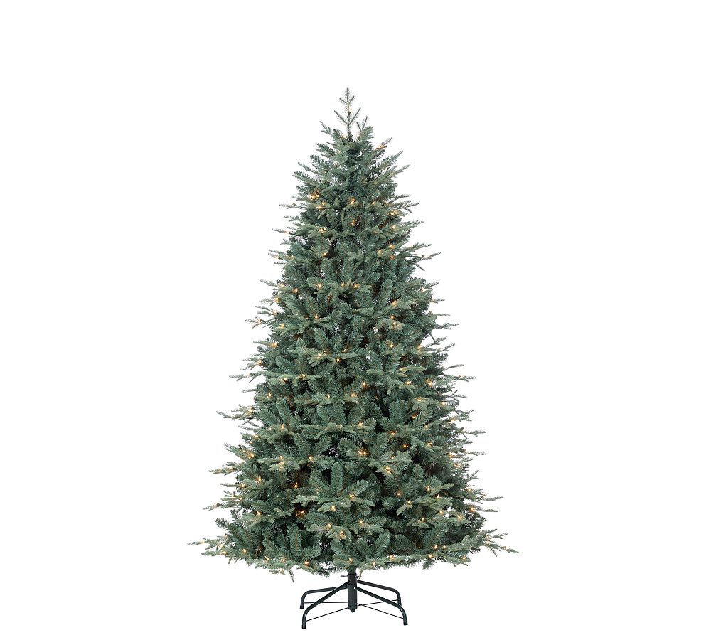 Lit Natural Cut Blue Spruce Faux Christmas Tree