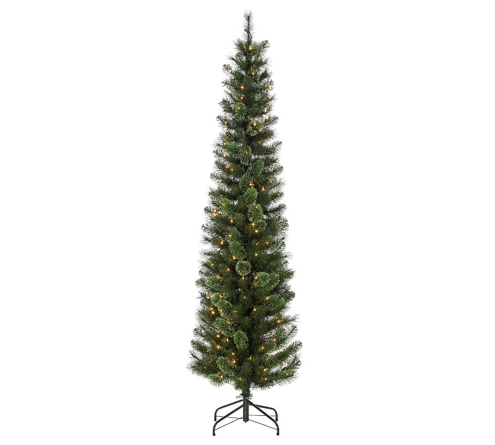 Pre-Lit Hard Mixed Cashmere Pencil Faux Pine Tree