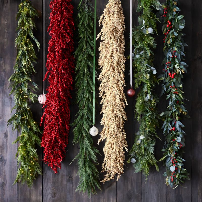 Faux Pre-Lit LED Pine and Eucalyptus Garland 6'