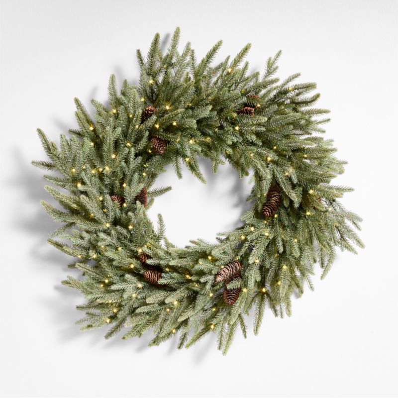 Faux Frosted Pre-Lit LED Norway Spruce Wreath 30