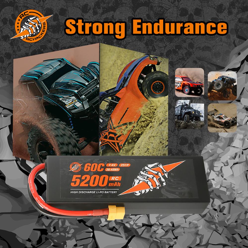 RCHackers 2S 5200mAh 60C 7.4V Lipo Battery with XT60 Plug [2 Packs]