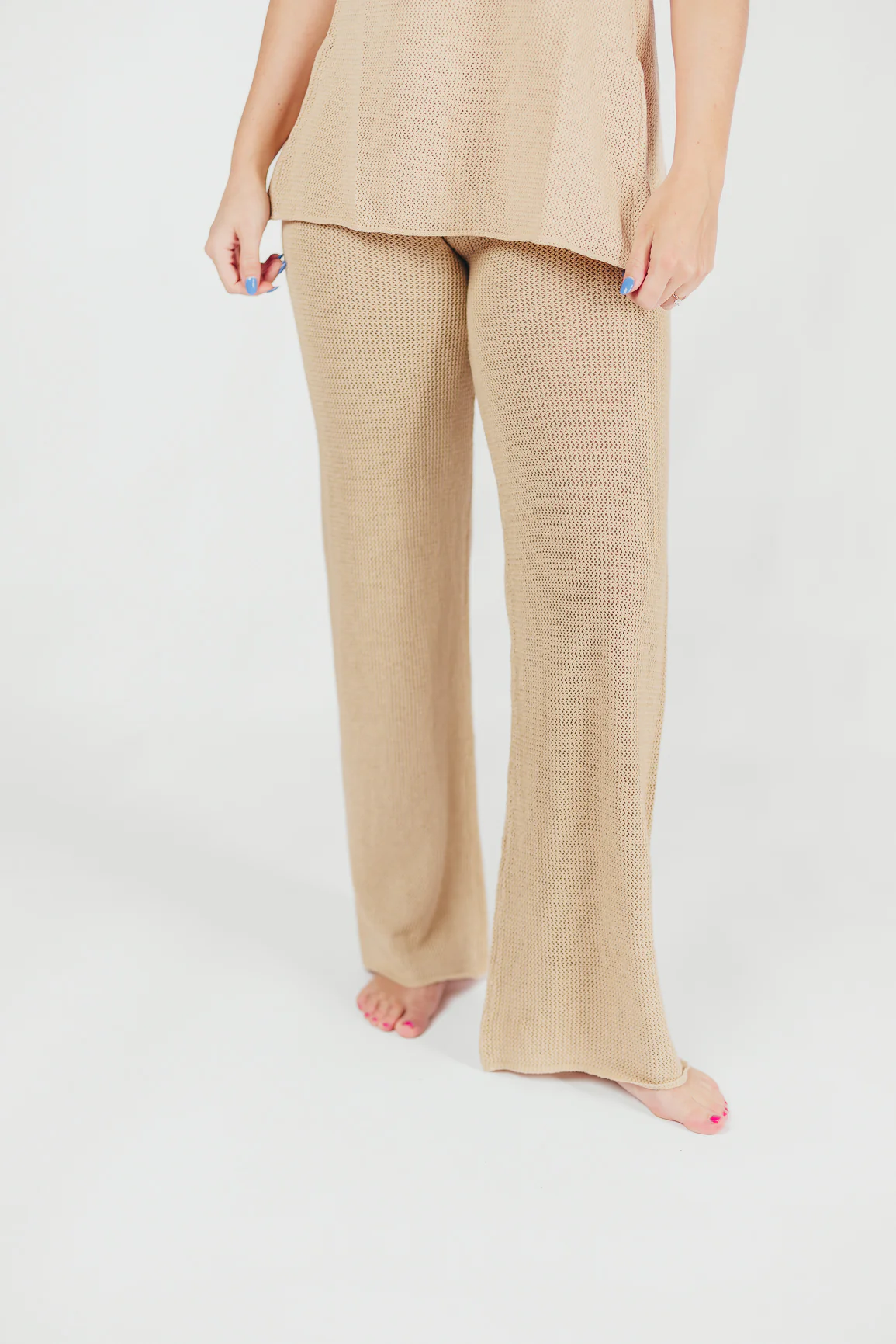 Brielle Crochet Knit Pant in Sand (No Lining) - Iieemm