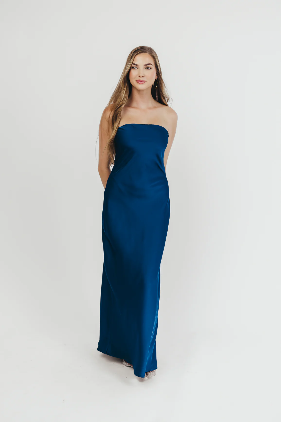 Going Out Strapless Maxi Dress in Peacock Blue - Iieemm