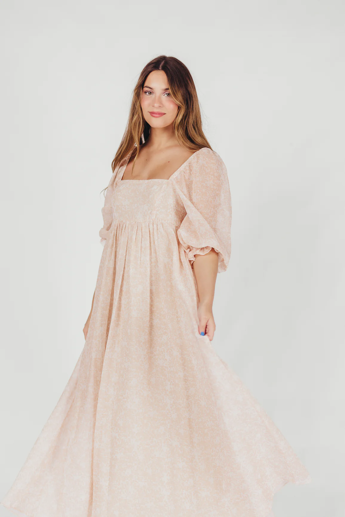 *New* Mona Maxi Dress with Smocking in Light Peach - Bump Friendly & Inclusive Sizing (S-3XL) - Iieemm