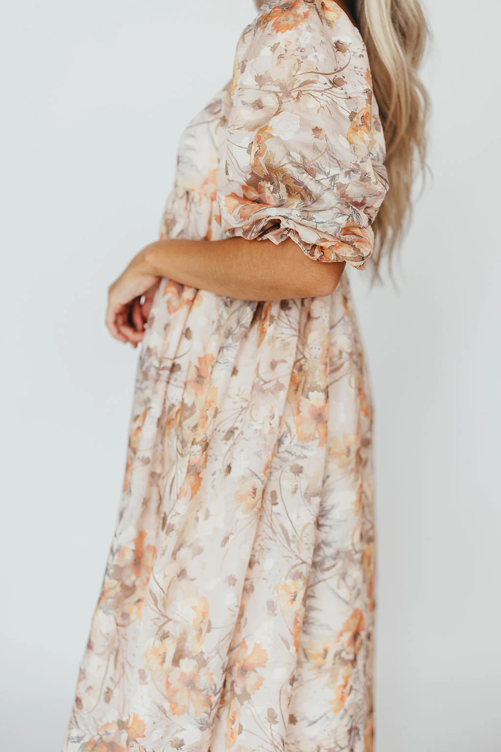 *New* Mona Maxi Dress with Smocking in Beige Multi - Bump Friendly & Inclusive Sizing (S-3XL) - Iieemm