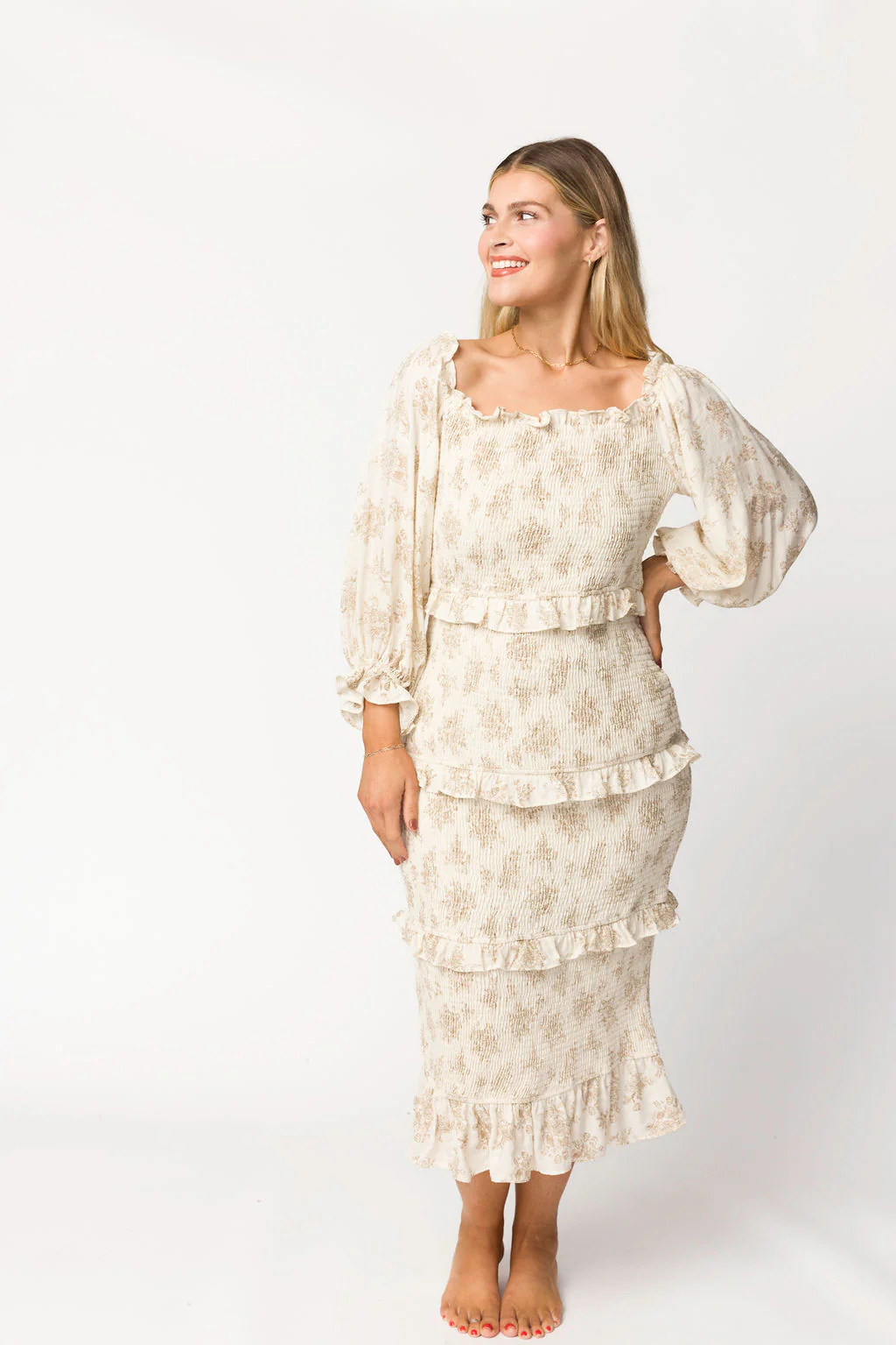 The Chloe Midi Dress in Brown - Bump Friendly - Iieemm