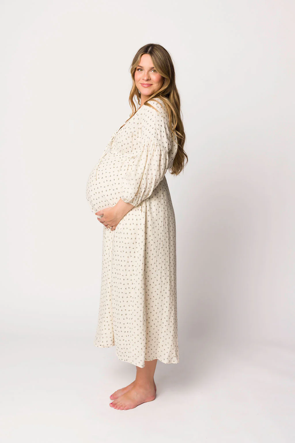 Hunter 100% Cotton Gauze Midi Dress in Black Floral - Bump Friendly (Fully Lined) - Iieemm