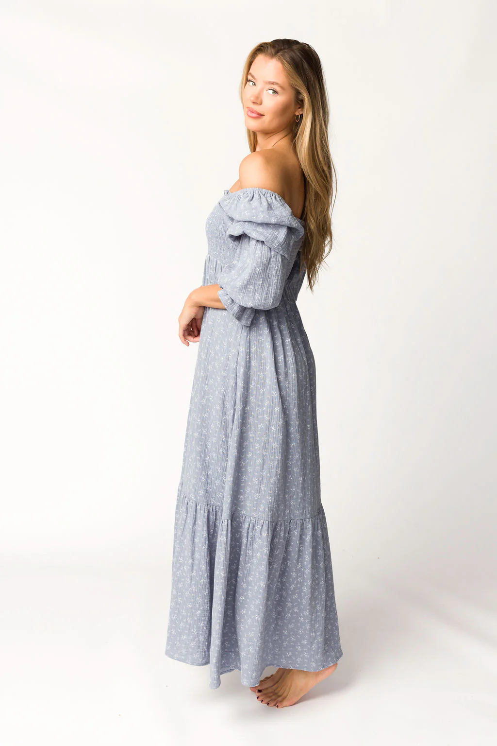 Emerson Gauze Maxi Dress in Indigo - Bump Friendly - Iieemm