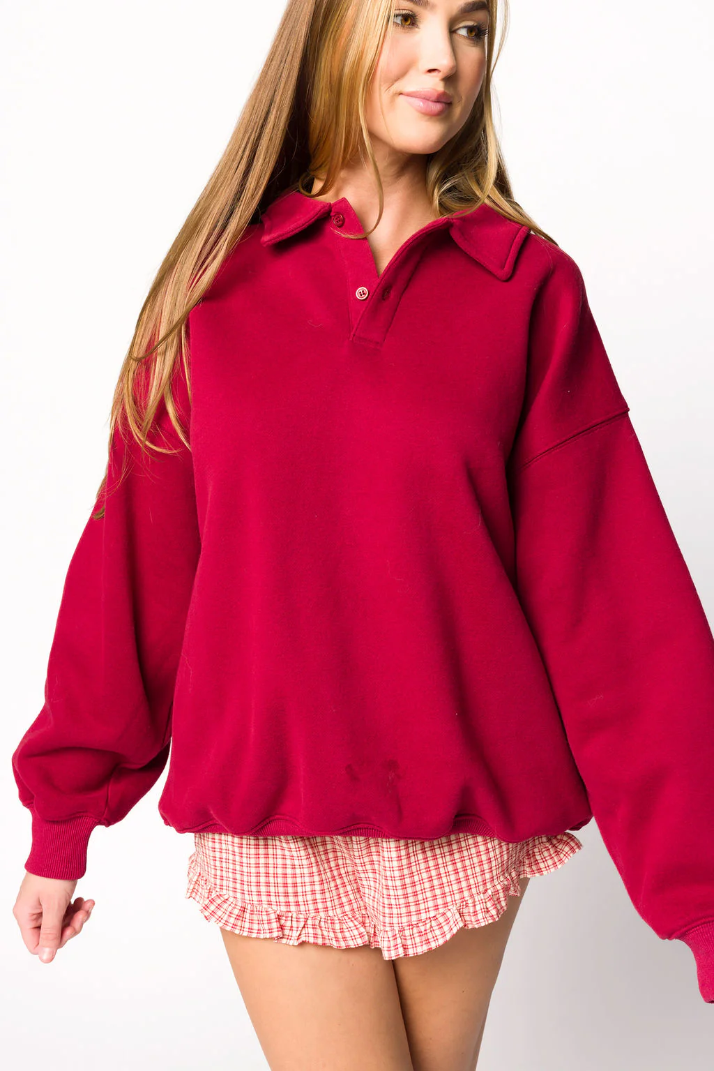 Airport 100% Cotton Sweatshirt in Merlot - Iieemm