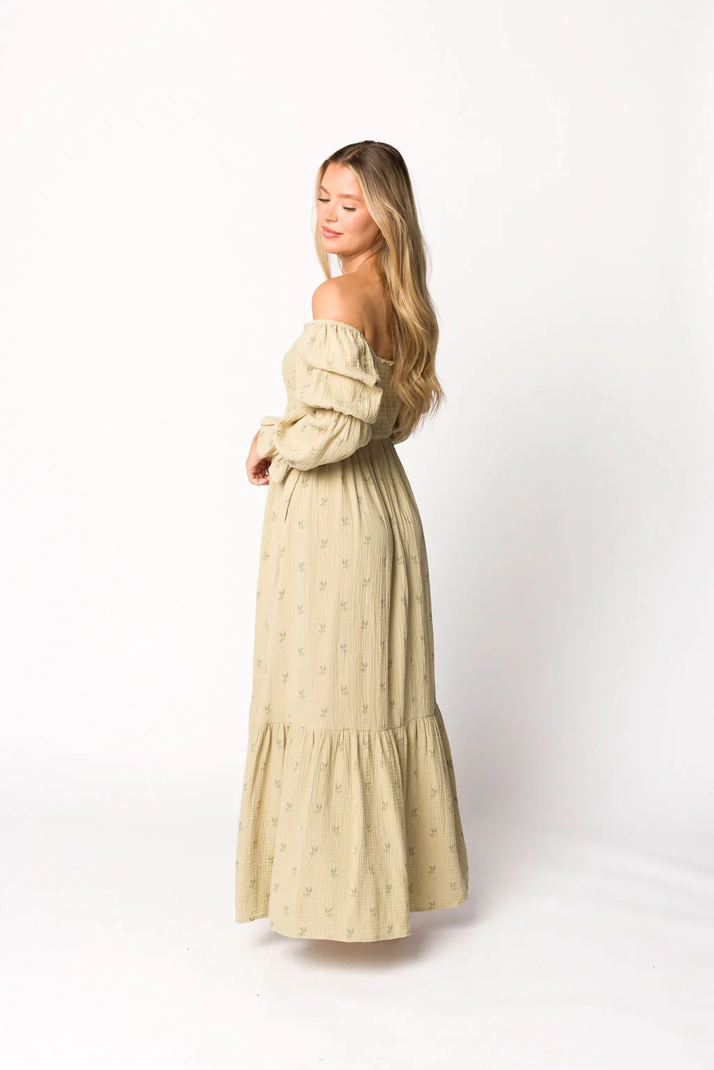 Emerson Gauze Maxi Dress in Thyme - Bump Friendly - Iieemm
