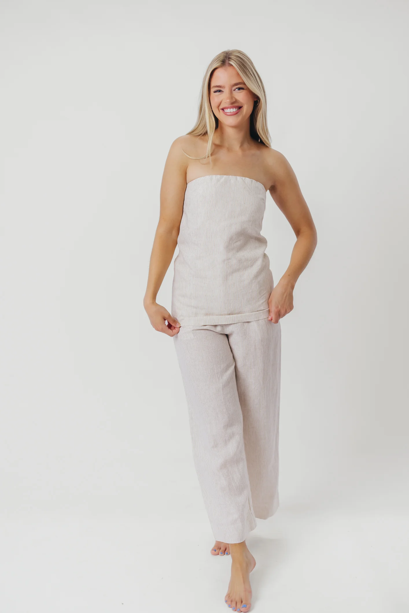 Myrna Linen Top in Khaki - Iieemm