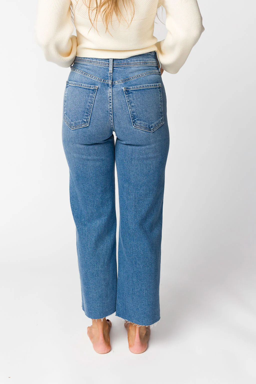 Billy High Rise Utility Wide Leg in Medium Denim - Iieemm