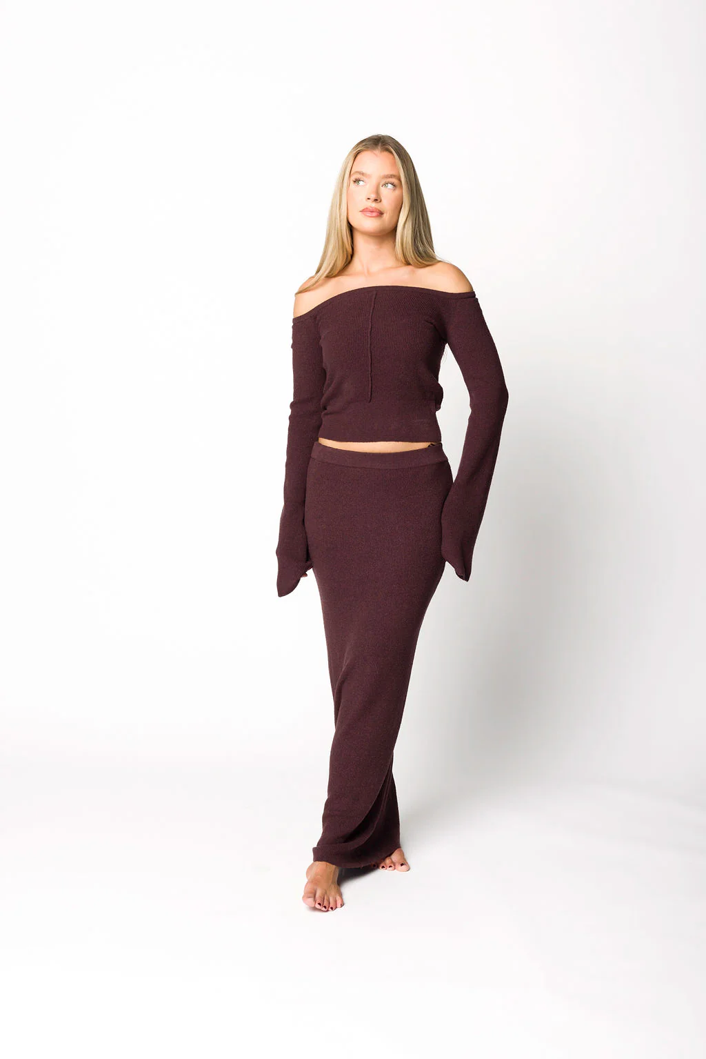 Bella Two Piece Sweater Set in Cabernet - Iieemm