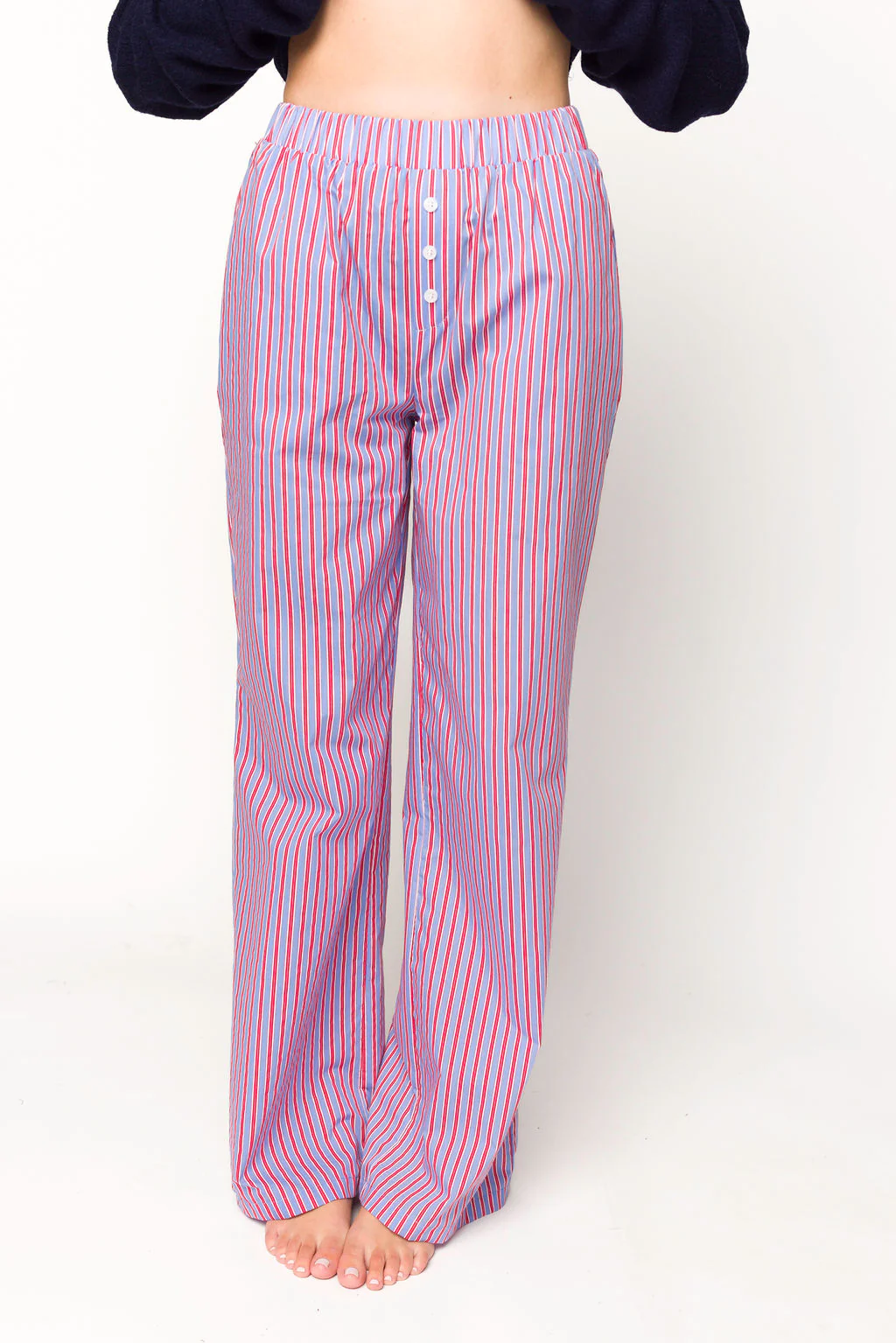 Shea Striped Pajama Pants in Blue/Red - Iieemm