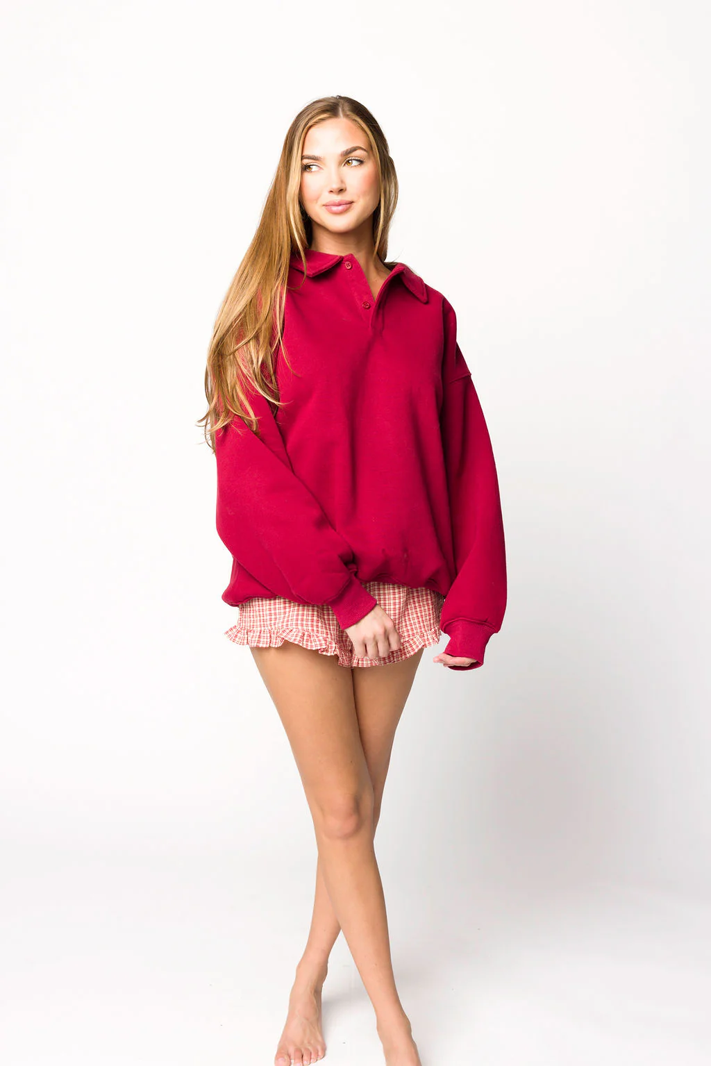 Airport 100% Cotton Sweatshirt in Merlot - Iieemm