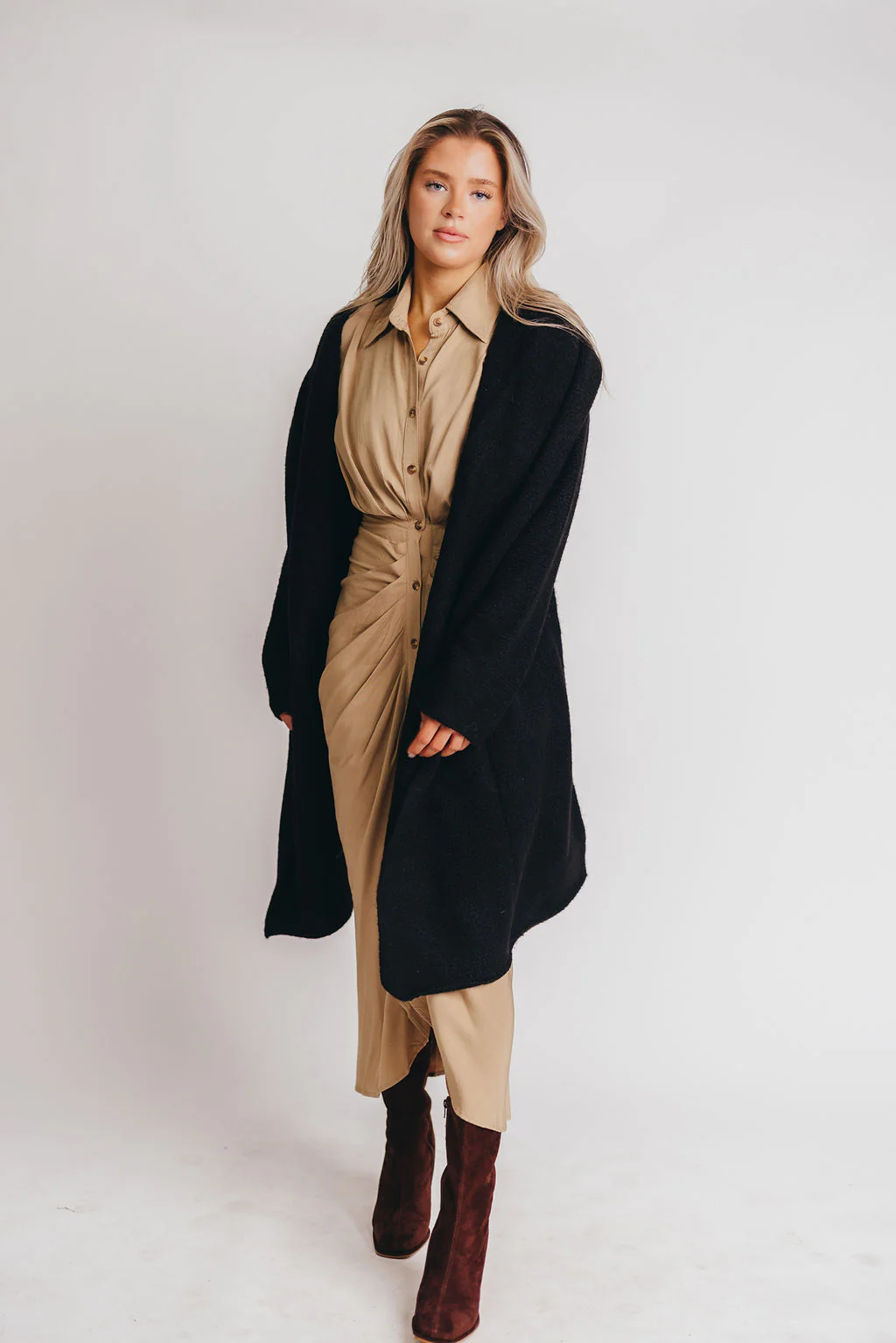 Noah Oversized  Hooded Two Pocket Coatigan in Black *LUXURY ITEM* - Iieemm