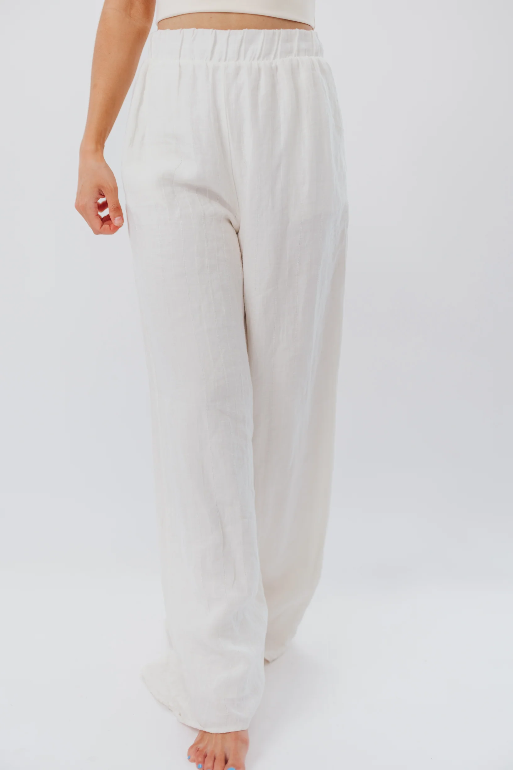 Loretta 100% Linen Pant in Off-White - Iieemm