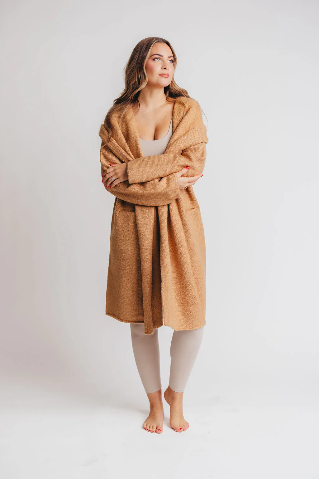 Noah Oversized  Hooded Two Pocket Coatigan in Camel *LUXURY ITEM* - Iieemm