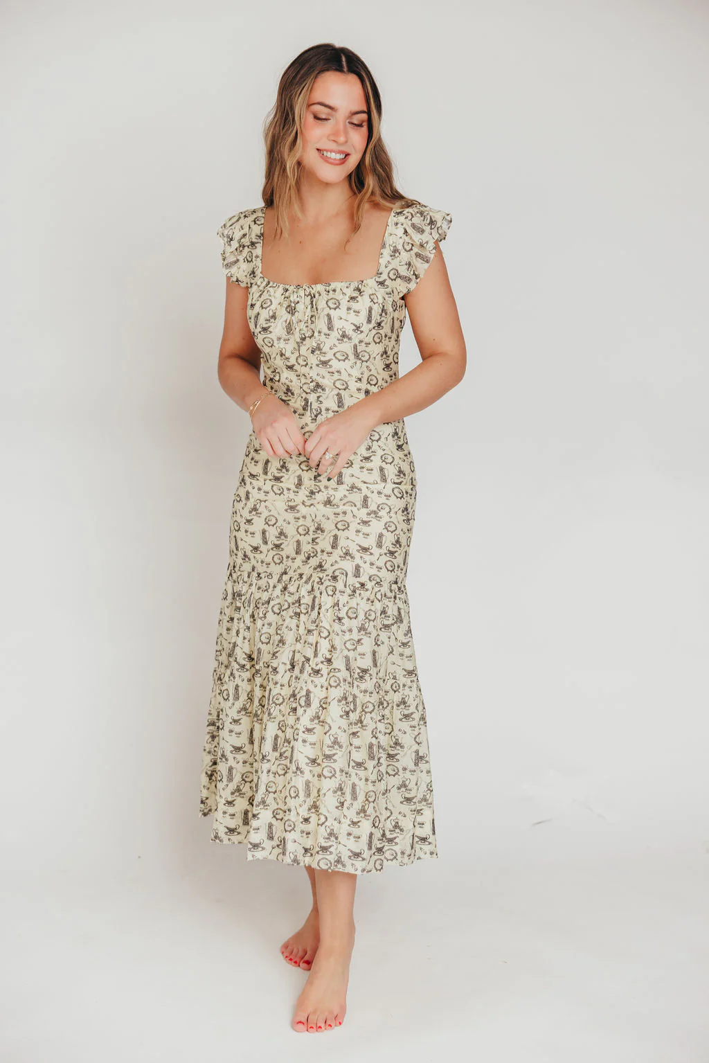 Emery Midi Dress in Vintage Tea (Sizes S-XL) - Iieemm