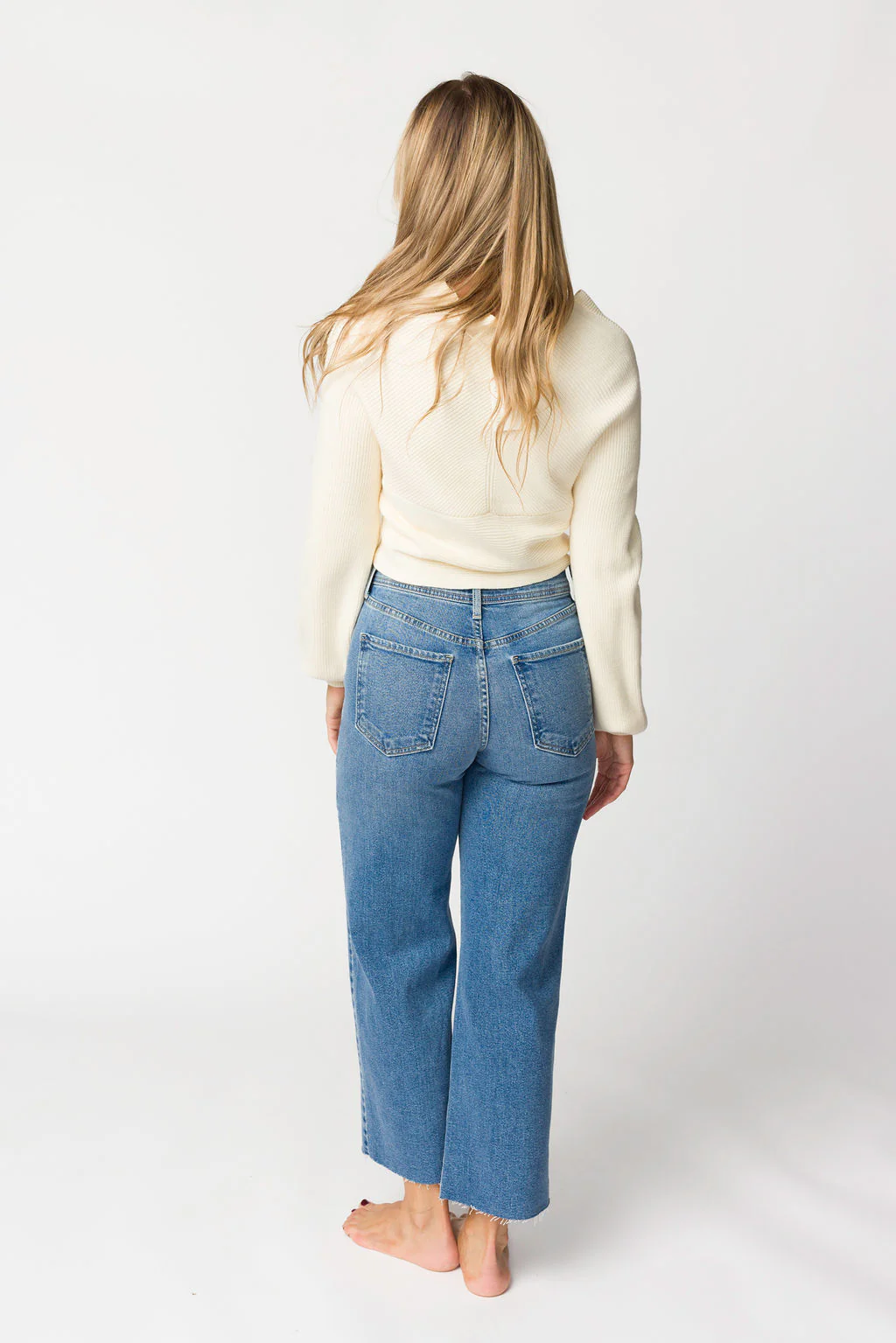 Billy High Rise Utility Wide Leg in Medium Denim - Iieemm