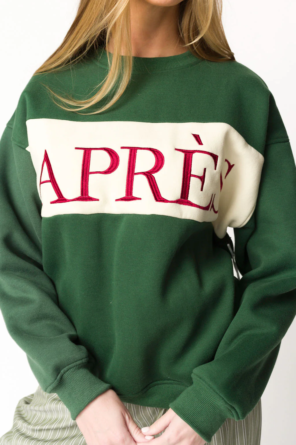 Après Colorblocked Crewneck in Pine Green - Iieemm
