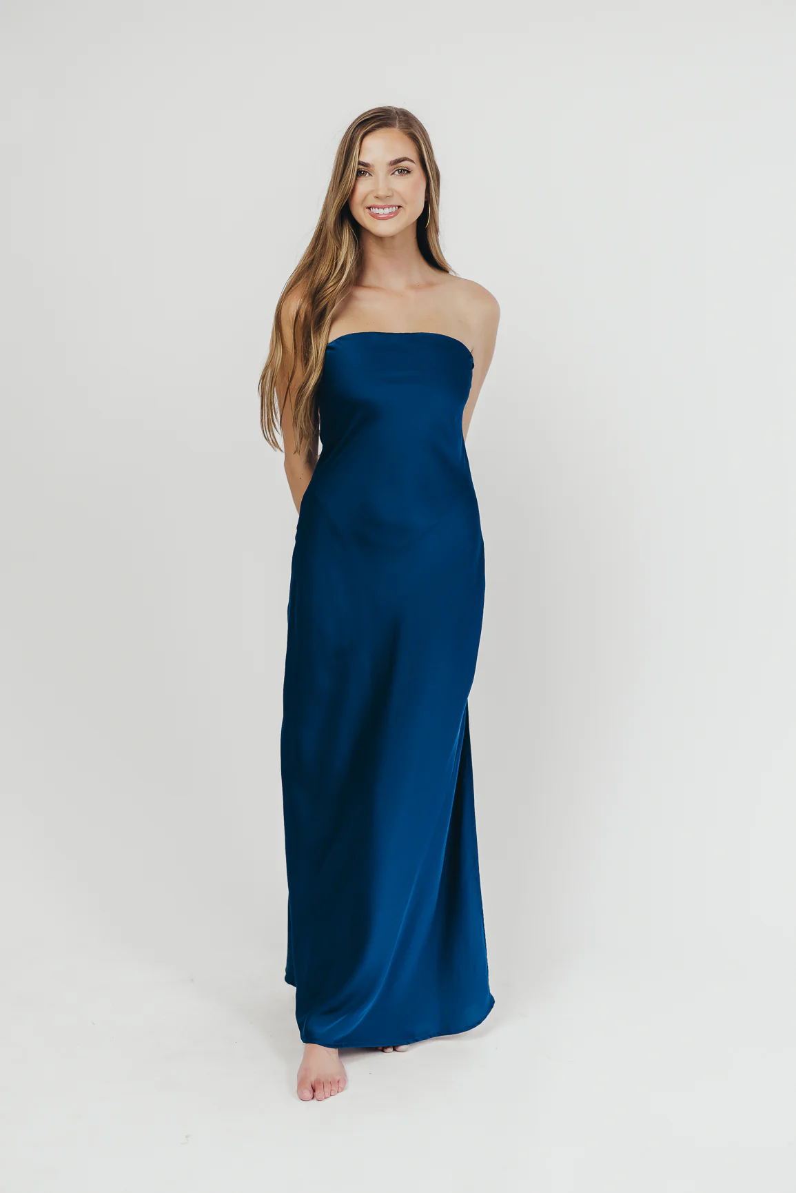 Going Out Strapless Maxi Dress in Peacock Blue - Iieemm