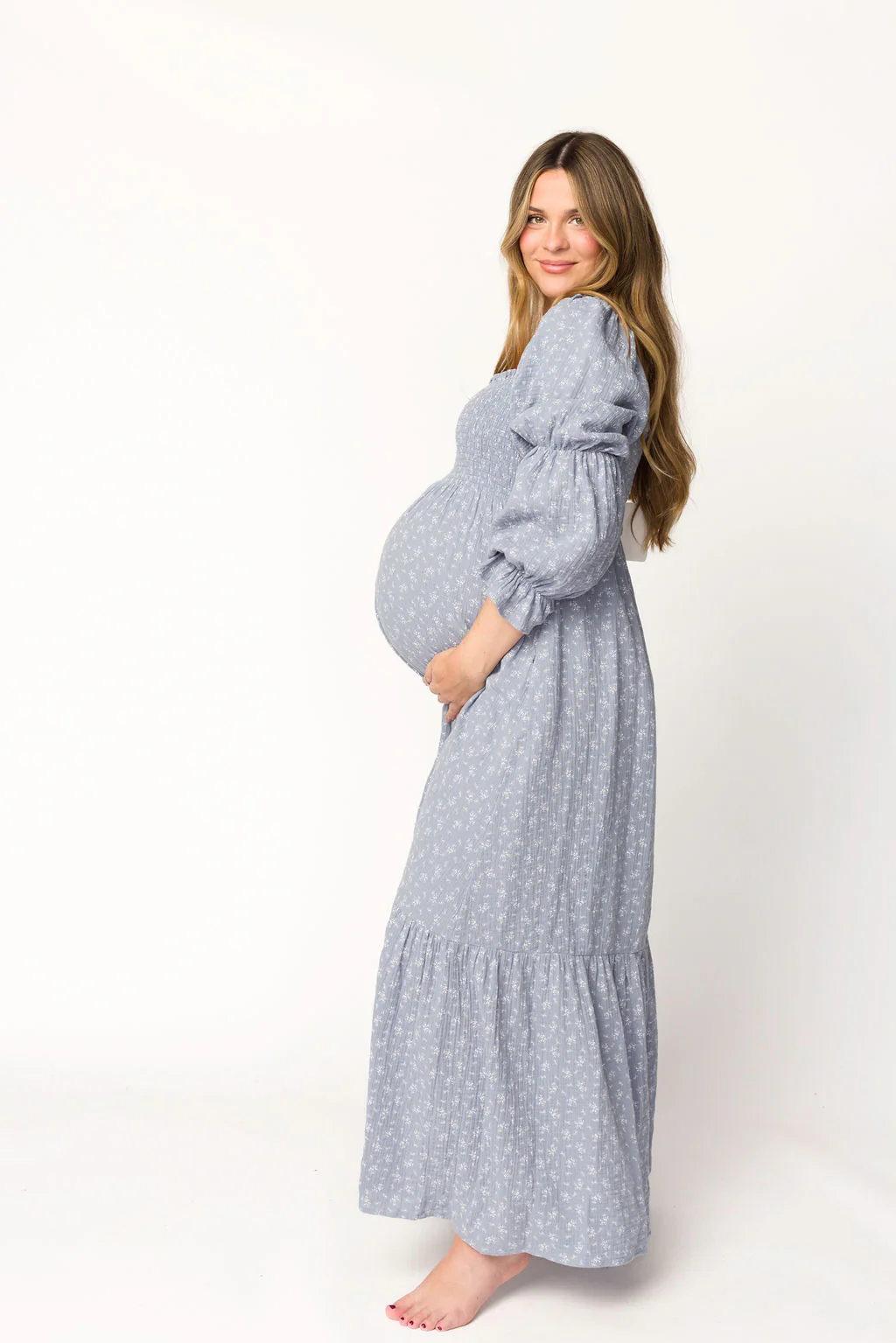 Emerson Gauze Maxi Dress in Indigo - Bump Friendly - Iieemm
