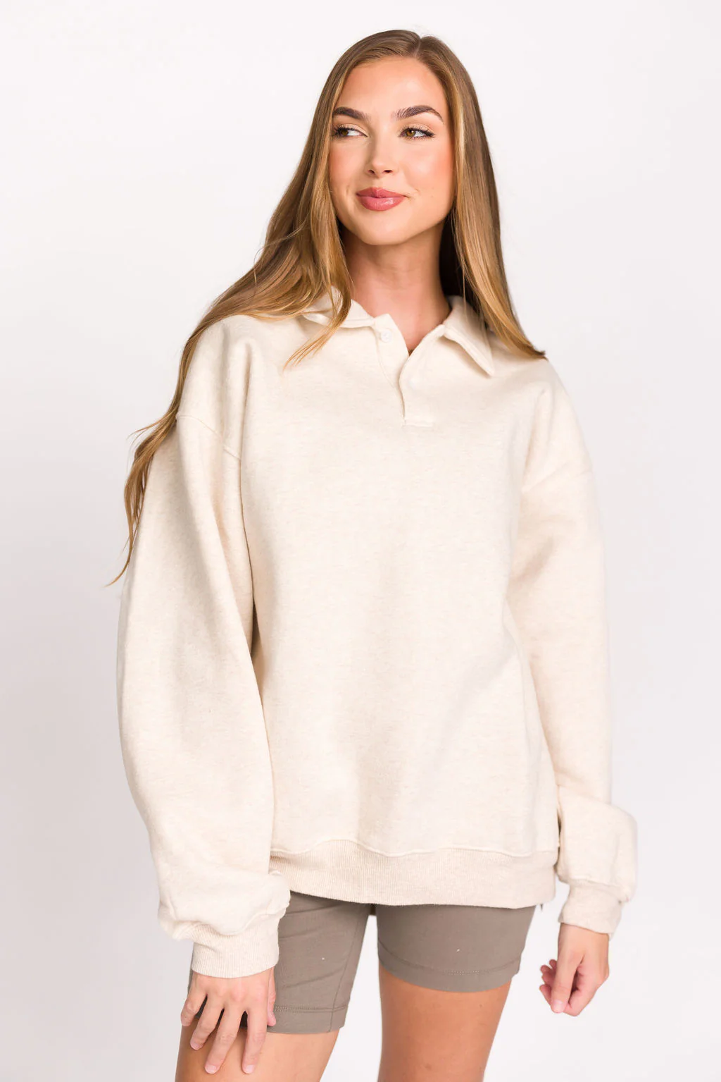 Airport 100% Cotton Sweatshirt in Oat - Iieemm