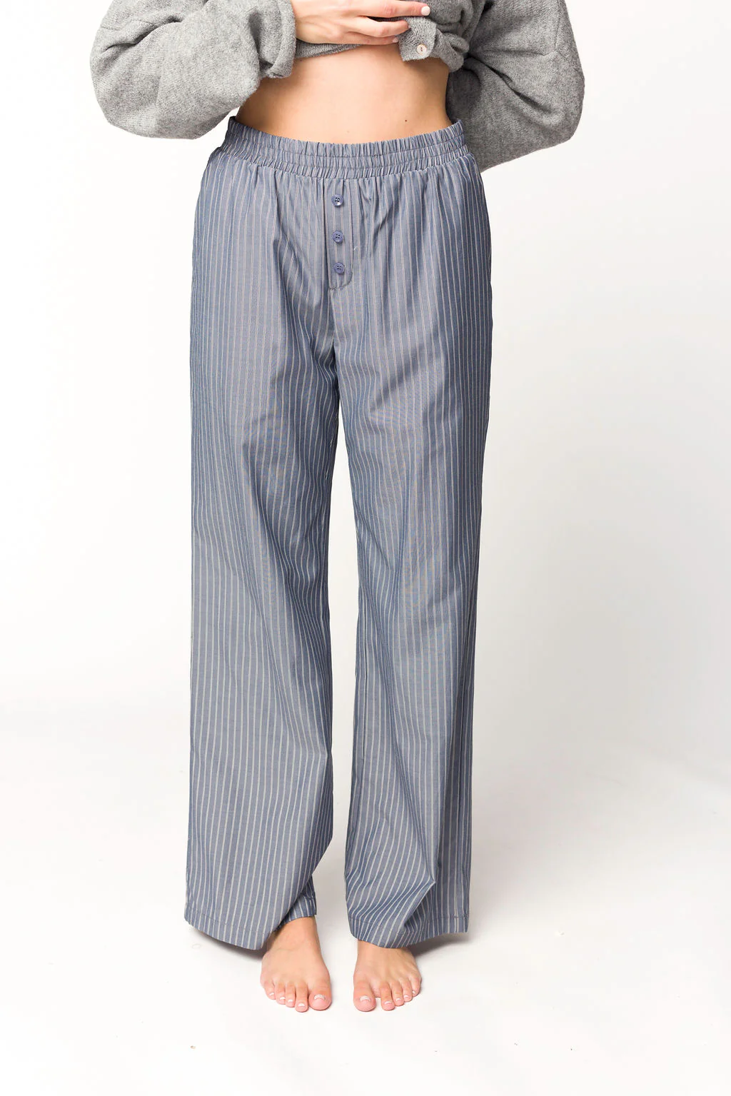 Michelle Striped Pajama Style Pants in Midnight - Iieemm