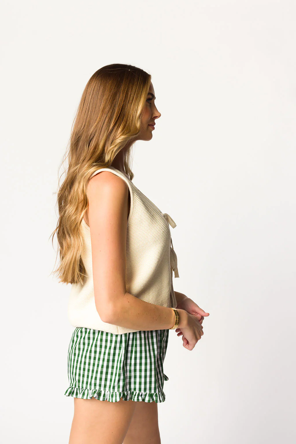 Gracie Tied Front Knitted Vest in Beige - Iieemm