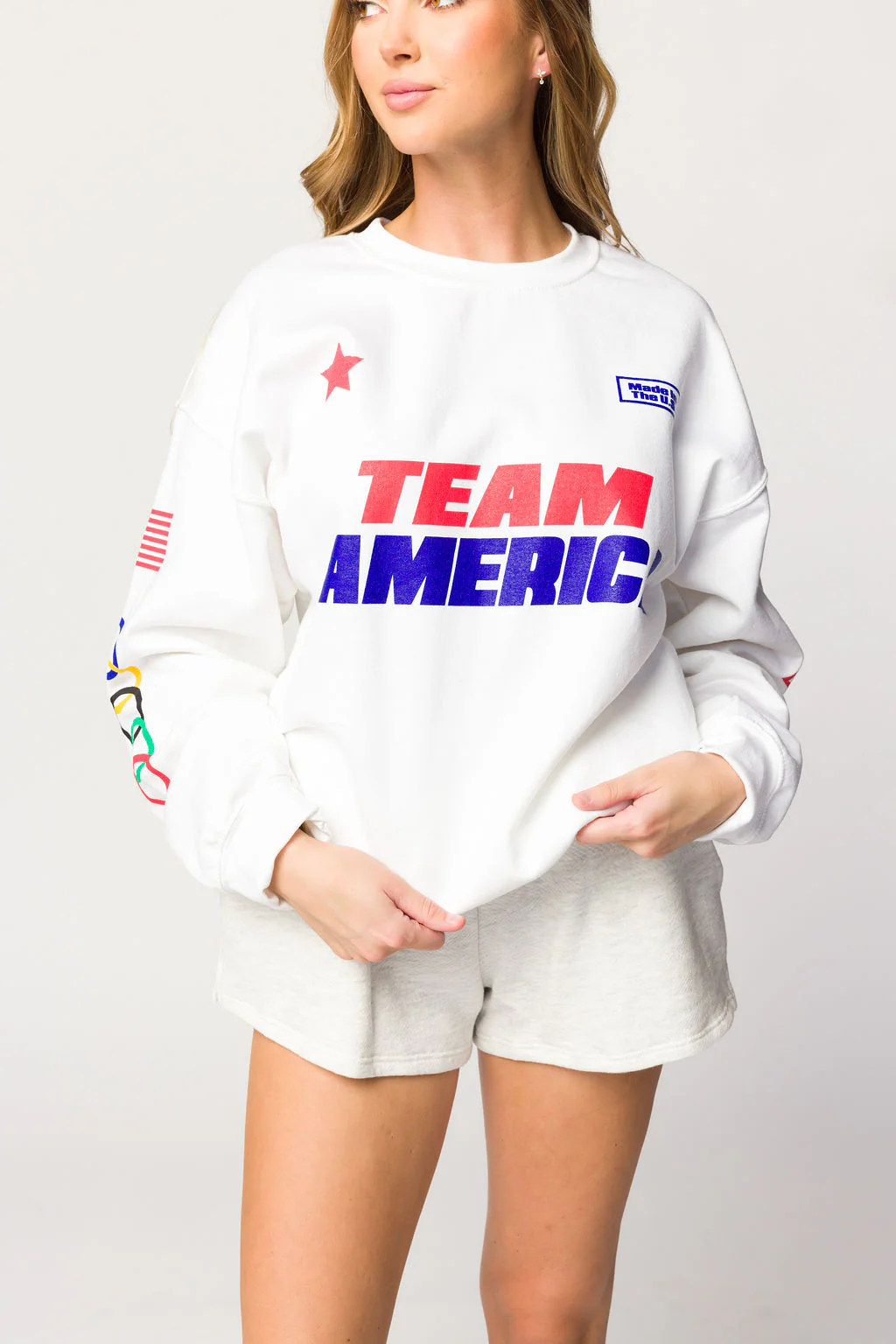 Team America Crew Sweatshirt in White - Iieemm