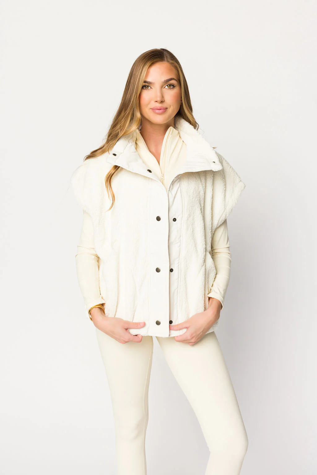 Oversized Micro Sherpa Vest in Ivory - Iieemm