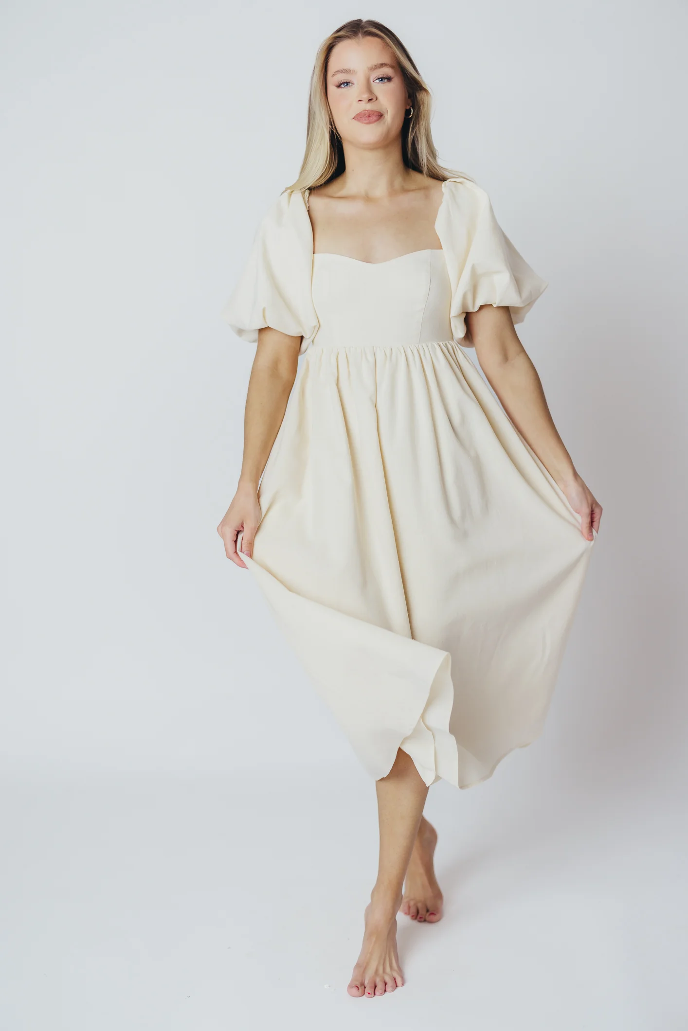 Hamilton Midi Dress in Ivory - Bump Friendly (S-XL) - Iieemm