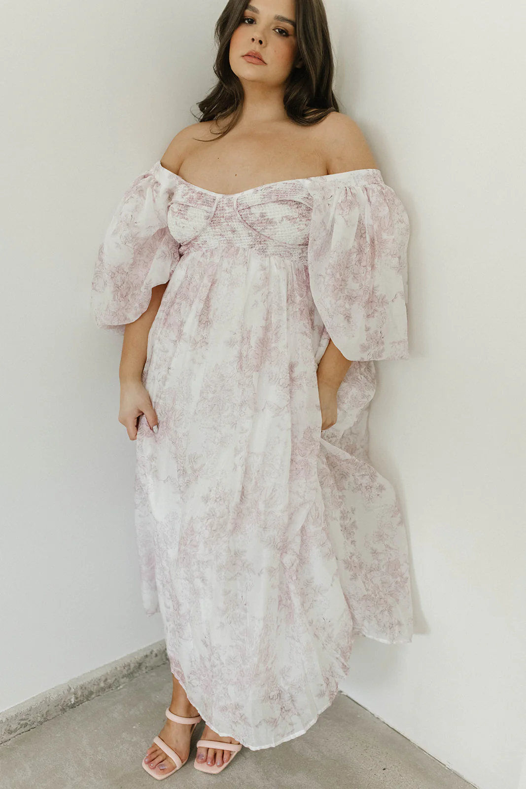 Harlow Midi Dress in Light Pink Floral - Bump Friendly & Inclusive Sizing (S-3XL) - Iieemm