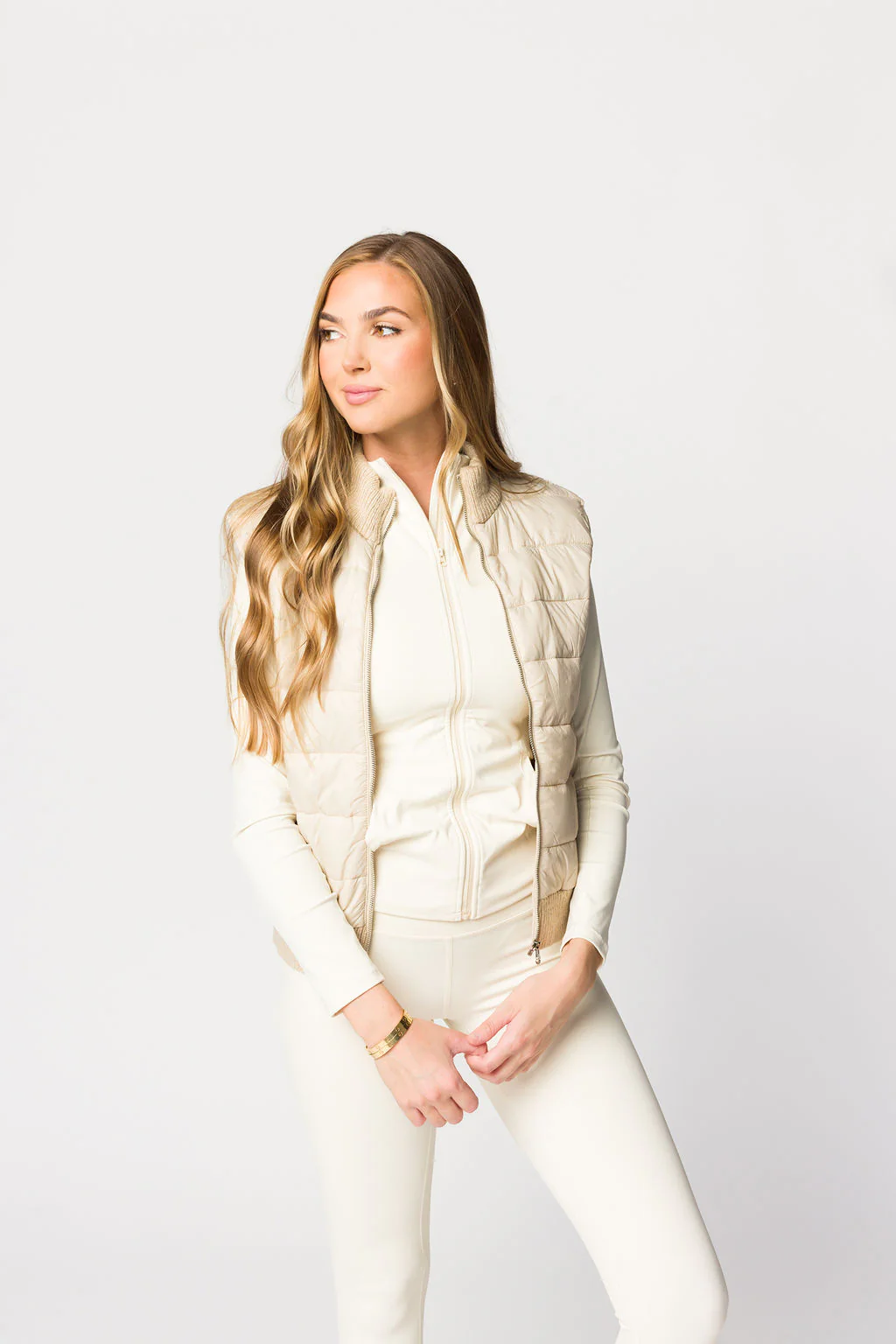 Miley Puffer Vest in Light Taupe - Iieemm