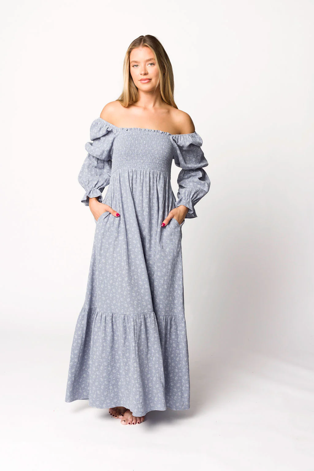 Emerson Gauze Maxi Dress in Indigo - Bump Friendly - Iieemm