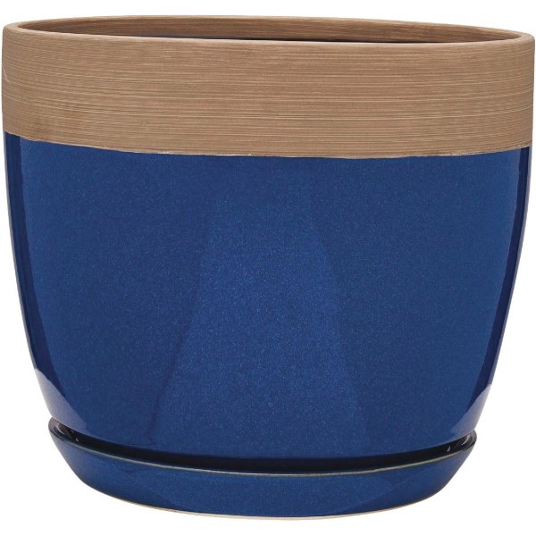 Southern Patio Ana. 12 In. Ceramic Clayworks Navy Planter - Iieemm