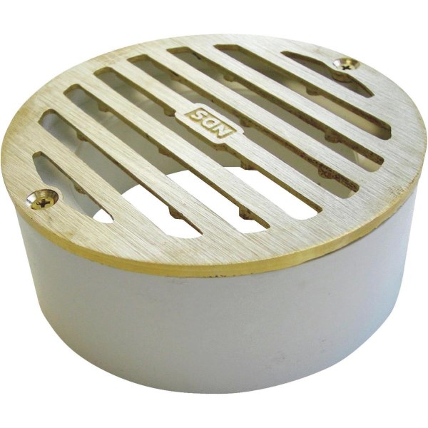 NDS 3 In. Satin Brass PVC Round Grate with Collar - Iieemm
