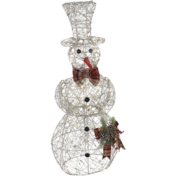 Alpine 36 In. Warm White LED Gold Mesh Snowman Lighted Decoration - Iieemm