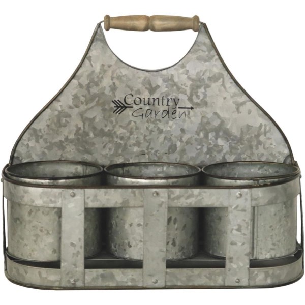 Robert Allen 11 In. x 4.5 In. x 12.5 In. Metal Aged Mocha Country Garden Planter Set (4-Piece) - Iieemm