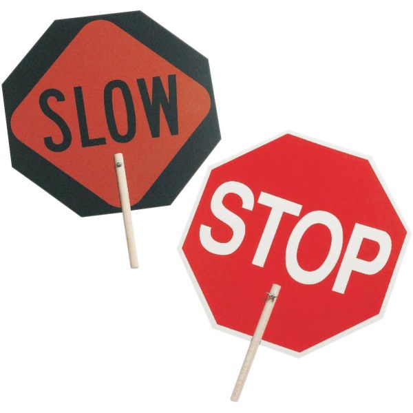 C.H. Hanson Stop/Slow Safety Sign with 10 In. Wood Handle - Iieemm