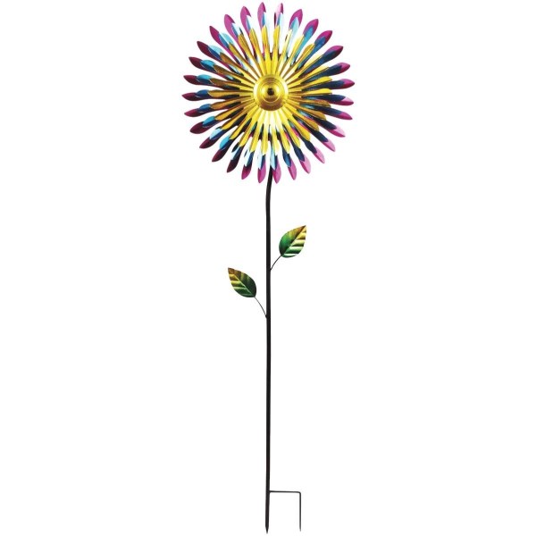 Alpine 47 In. H. Triple Metal Daisy Wind Spinner Garden Stake - Iieemm