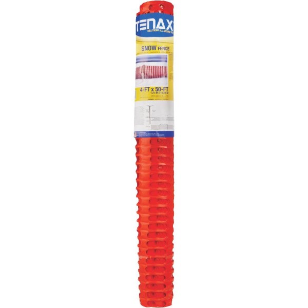 Tenax Saf-T-Sno 4 Ft. H. x 50 Ft. L. Polyethylene Snow Safety Fence, Orange - Iieemm