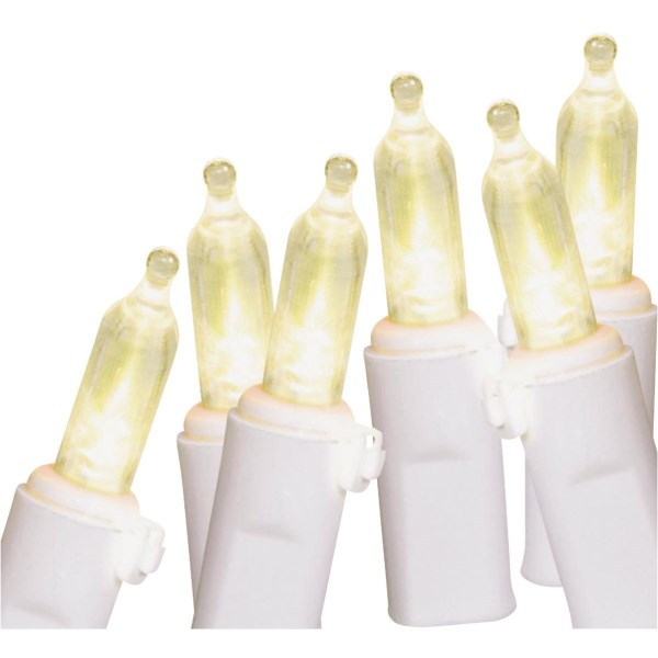 Warm White 100-Bulb Mini Incandescent-Style LED String Light Set with White Wire - Iieemm